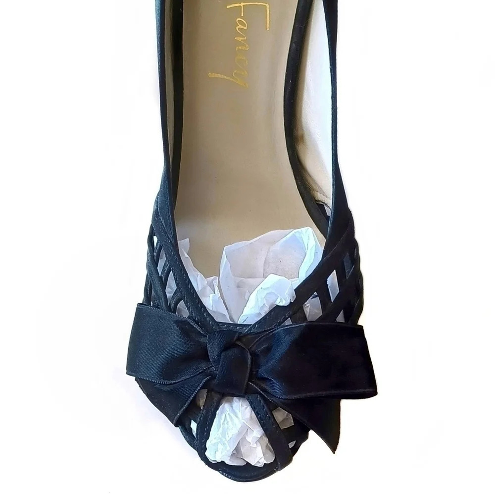 Wills Fancy Satin Evening Heels 6 Luxury Occasion Cocktail Black Tie - Picture 7 of 8